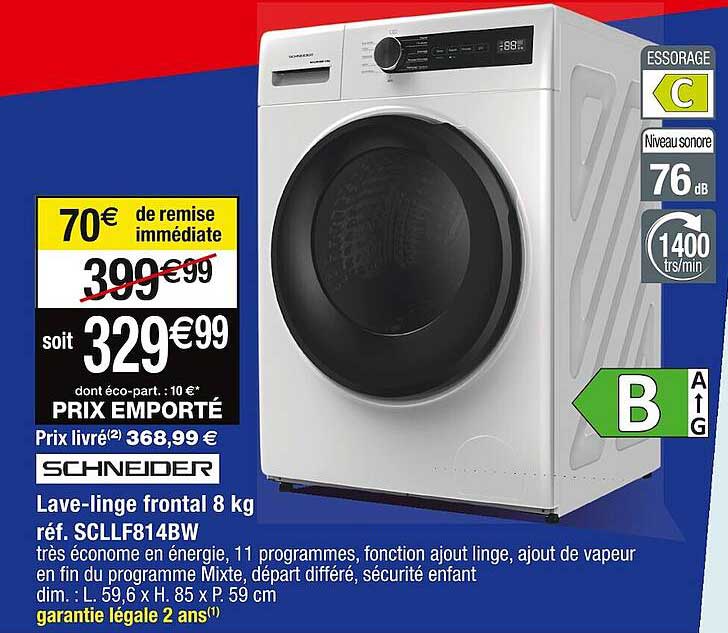 lave-linge frontal 8 kg schneider