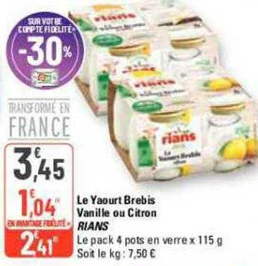 Le Yaourt Brebis Vanille Ou Citron Rians