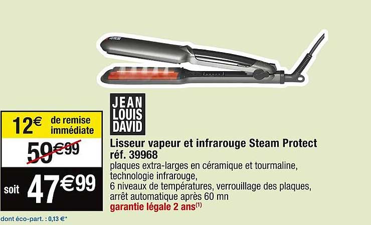 lisseur vapeur et infrarouge steam protect jean louis david