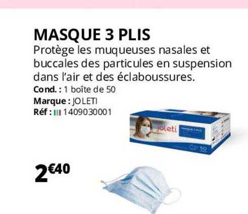 masque 3 plis joleti