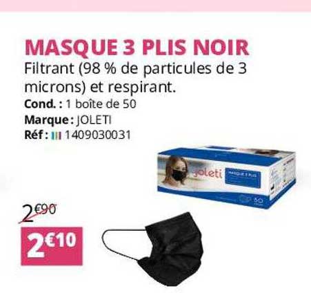 masque 3 plis noir joleti