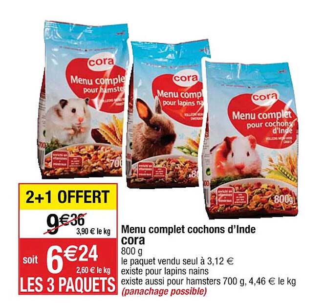 menu complet cochons d'inde  cora