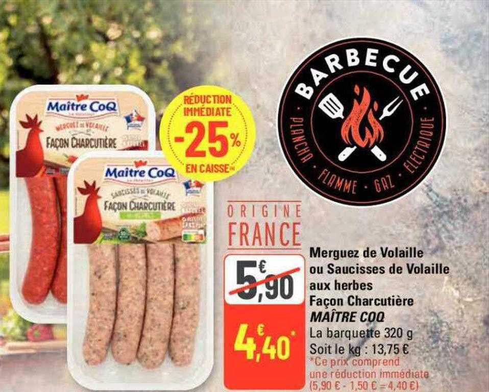 merguez de volaille ou saucisses de volaille aux herbes façon charcutière maître coq
