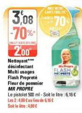 nettoyant désinfectant multi usages flash propreté fleur de pommier mr propre