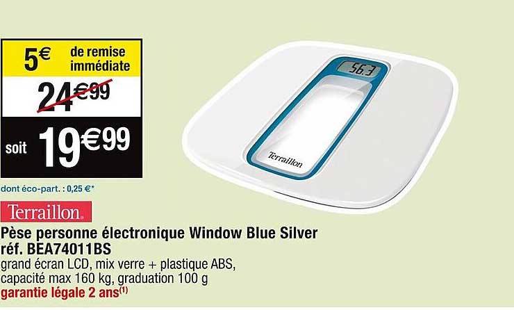 pèse personne électronique window blue silver terraillon