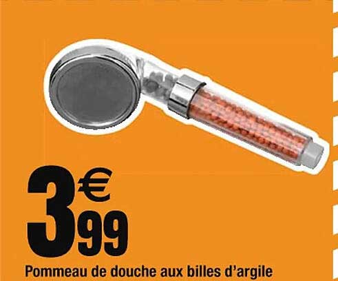 pommeau de douche aux billes d'argile