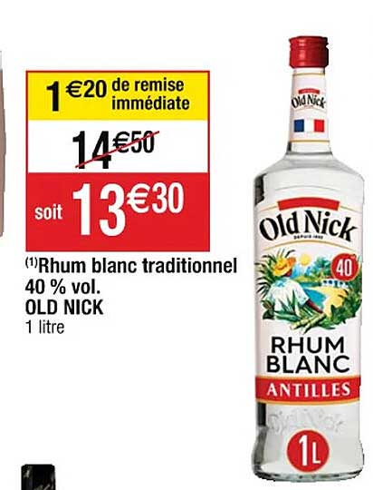 rhum blanc traditionnel 40% vo. old nick