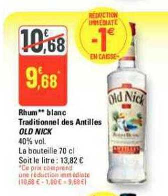 rhum blanc traditionnel des antilles old nick