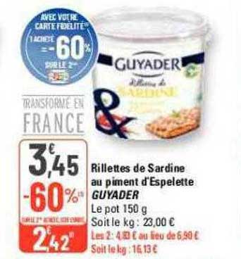rillettes de sardine au piment d'espelette guyader