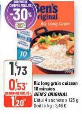 riz long grain cuisson 10 minutes ben's original