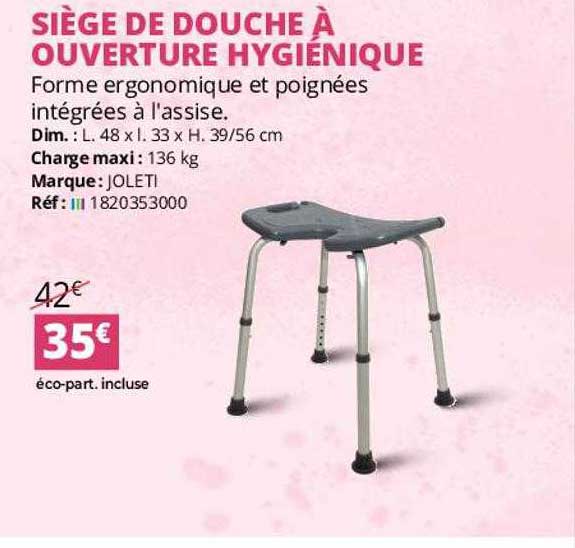 siège de douche à ouverture hygiénique joleti