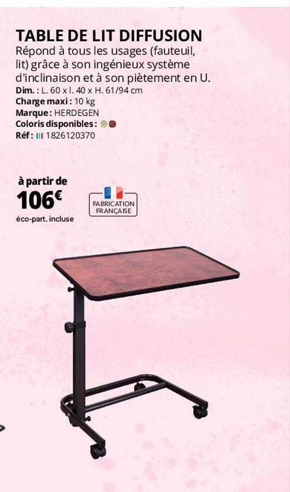 table de lit diffusion herdegen
