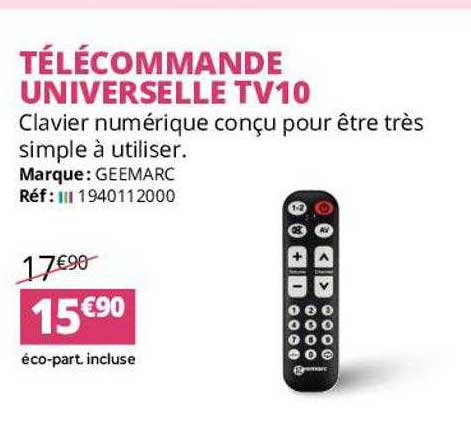 télécommande universelle tv10 geemarc