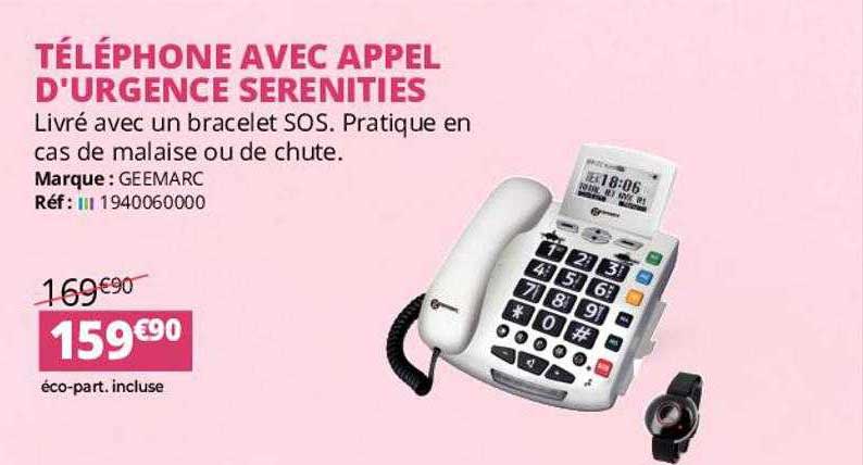 téléphone avec appel d'urgence serenities geemarc