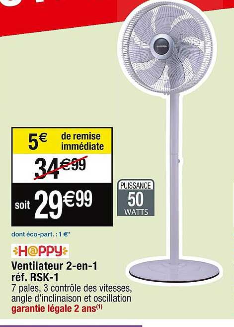 ventilateur 2-en-1 happy