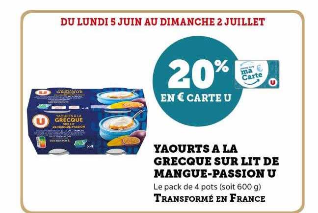 yaourts à la grecque sur lit de mangue-passion u