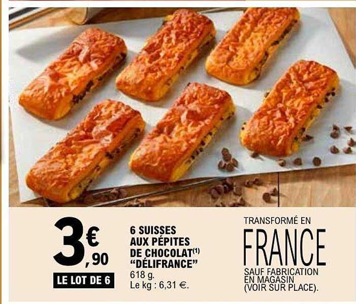 6 SUISSES AUX PÉPITES DE CHOCOLAT “DELIFRANCE”