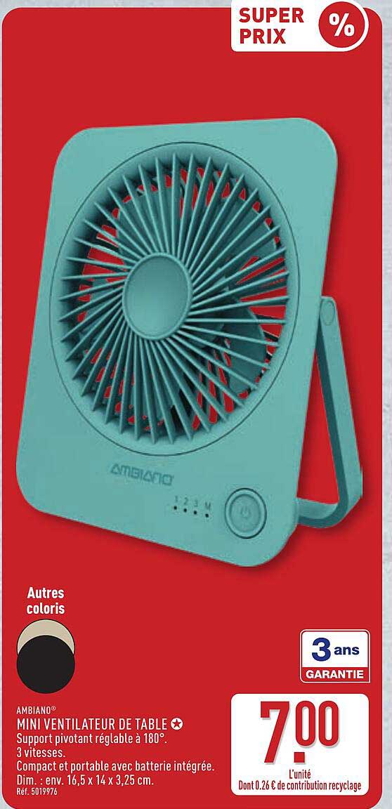 AMBIANO MINI VENTILATEUR DE TABLE