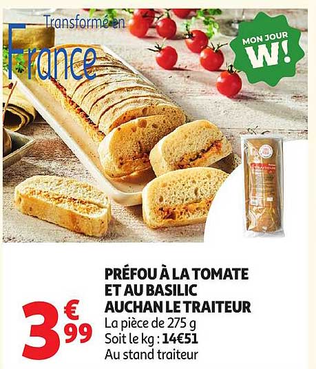 AUCHAN LE TRAITEUR PRÉFOU À LA TOMATE ET AU BASILIC