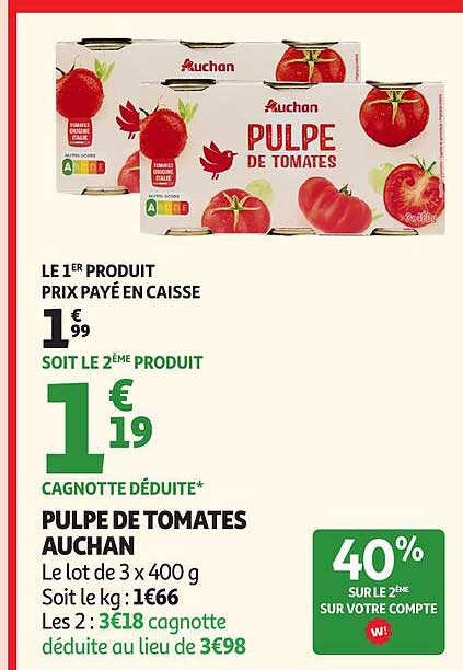 Auchan Pulpe de tomates