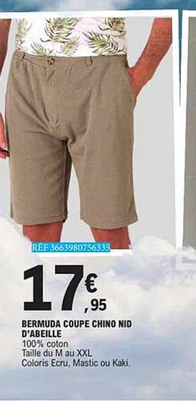 BERMUDA COUPE CHINO NID D'ABEILLE