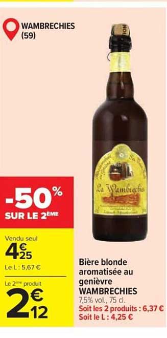 Bière blonde aromatisée au genièvre WAMBRECHIES