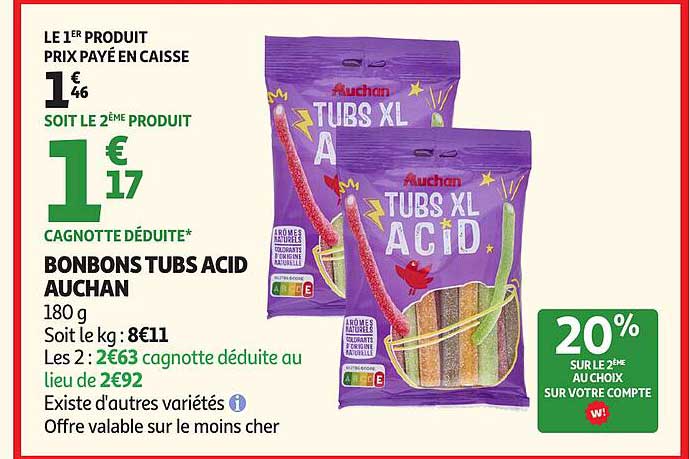 BONBONS TUBS ACID AUCHAN