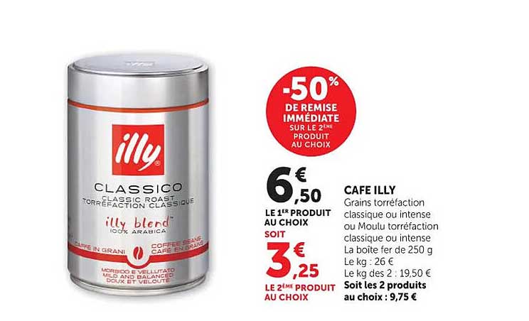 Cafe Illy Grains torrefaction classique ou intense