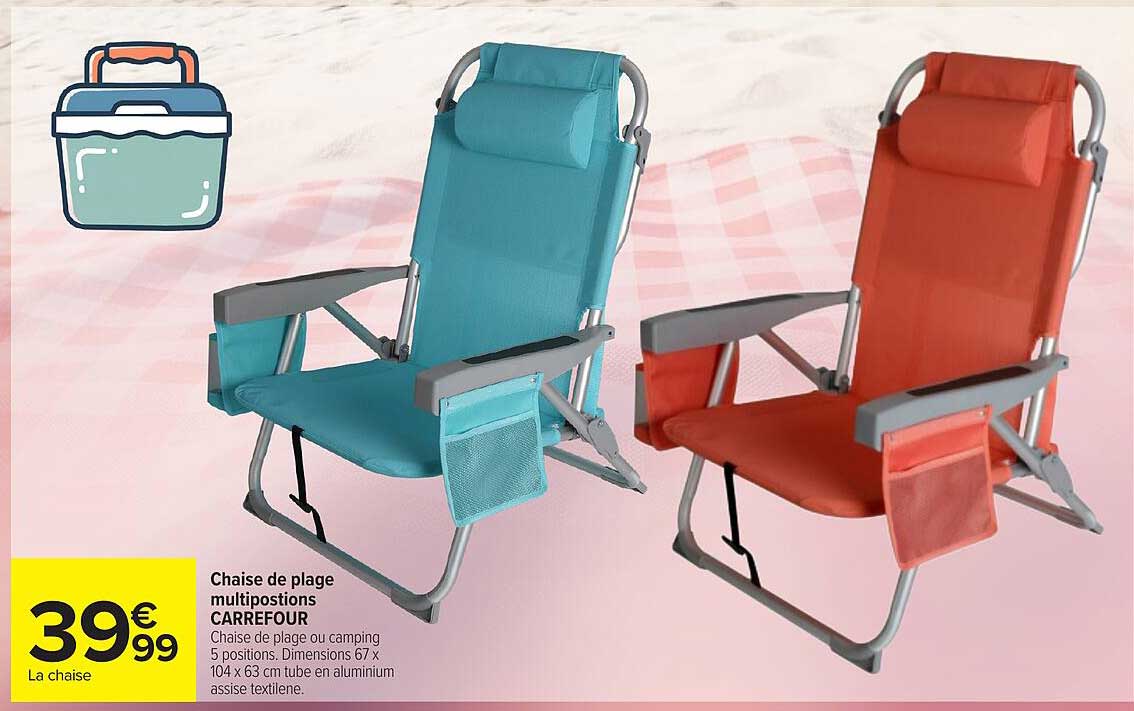 Chaise de plage multipostions CARREFOUR