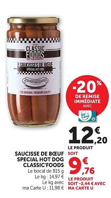CLASSIC FOODS SAUCISSE DE BŒUF