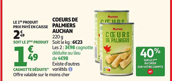 COEURS DE PALMIERS AUCHAN