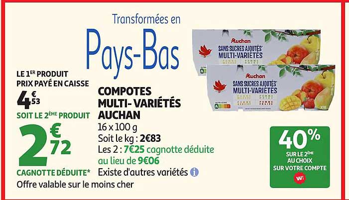 COMPOTES MULTI-VARIÉTÉS AUCHAN