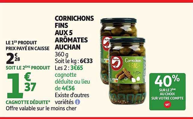 Cornichons Fins Aux 5 Arômes Auchan