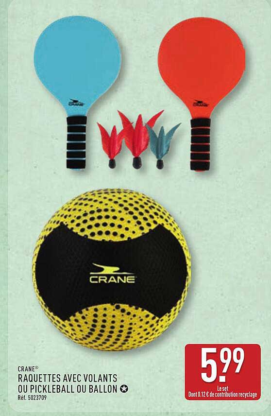 CRANE RAQUETTES AVEC VOLANTS OU PICKLEBALL OU BALLON