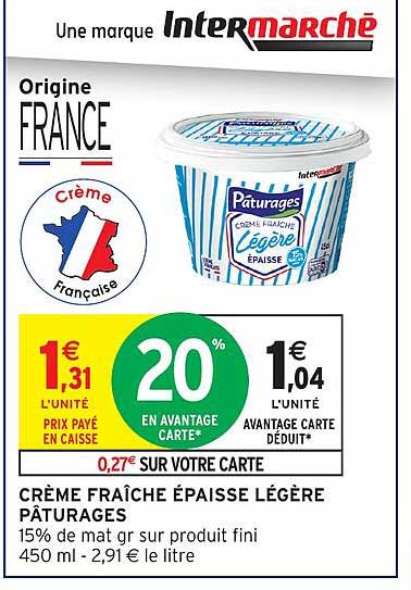Crème fraîche épaisse légère Pâturages