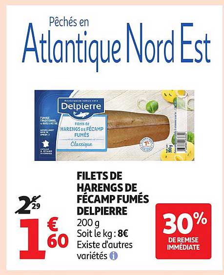 Delpierre Filets de harengs de Fécamp fumés