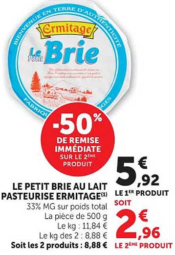 Ermitage Le Petit Brie au lait pasteurisé