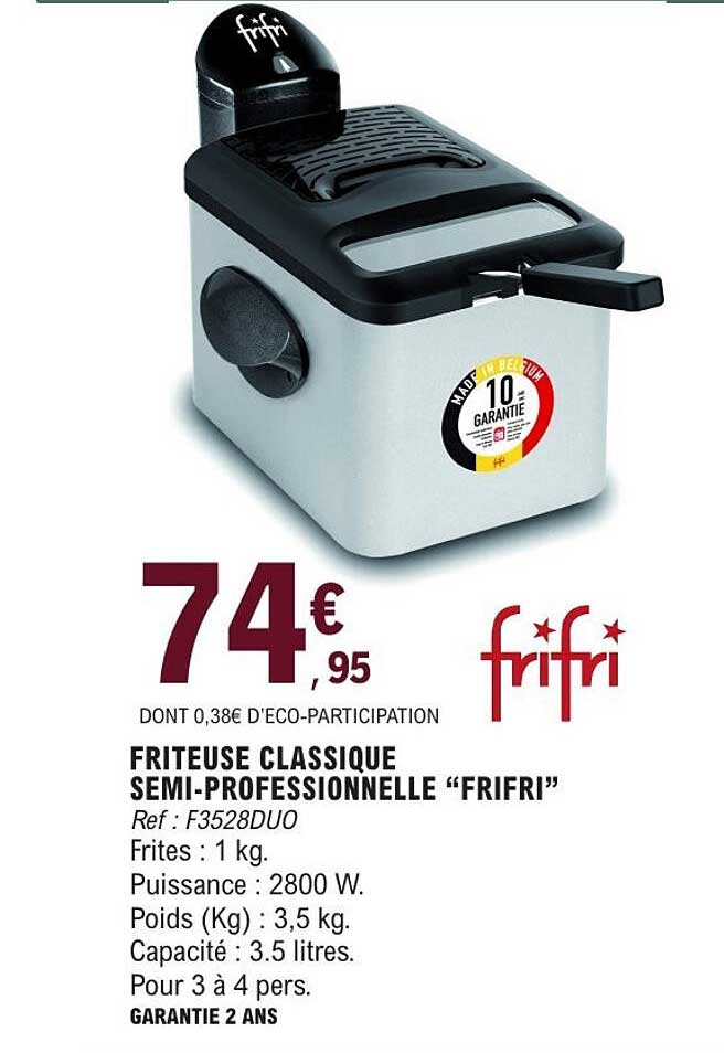 FRIFRI FRITEUSE CLASSIQUE SEMI-PROFESSIONNELLE
