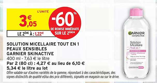 Garnier SkinActive Solution Micellaire Tout en 1 Peaux Sensibles