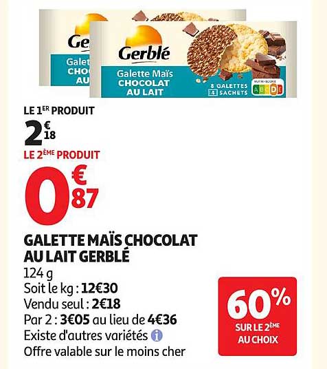 Gerblé Galette Maïs Chocolat Au Lait