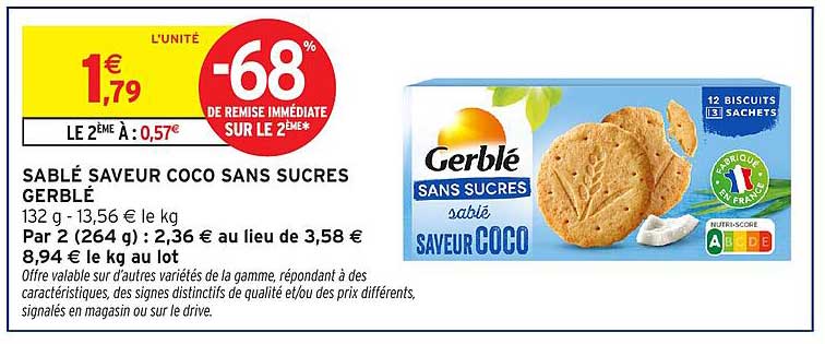 Gerblé SANS SUCRES savlé SAVEUR COCO