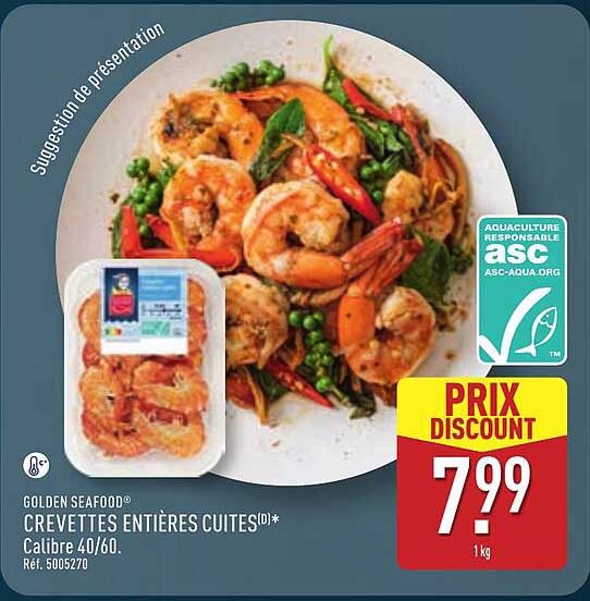 GOLDEN SEAFOOD CREVETTES ENTIÈRES CUITES(D)*