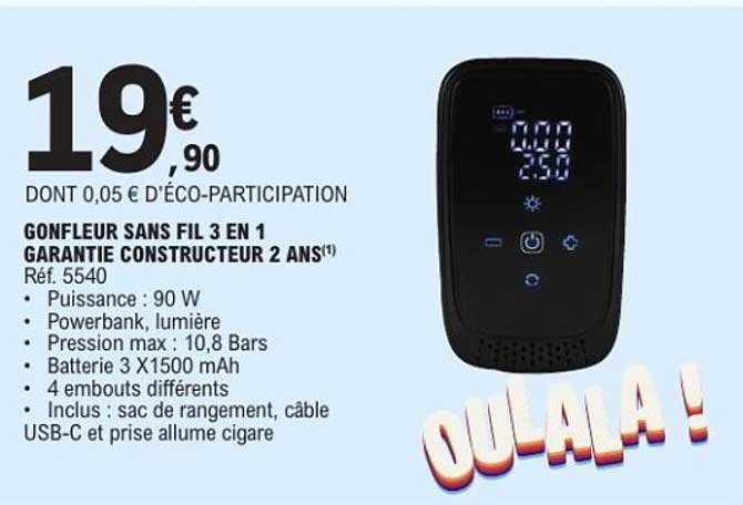 GONFLEUR SANS FIL 3 EN 1