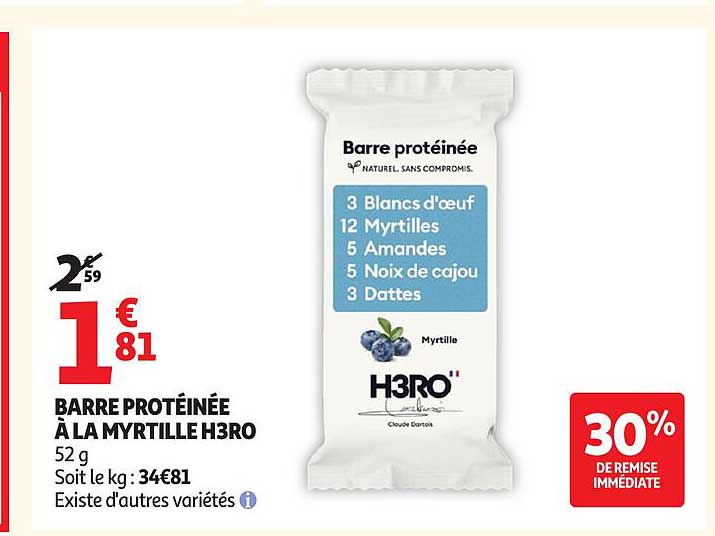 H3RO Barre protéinée à la myrtille