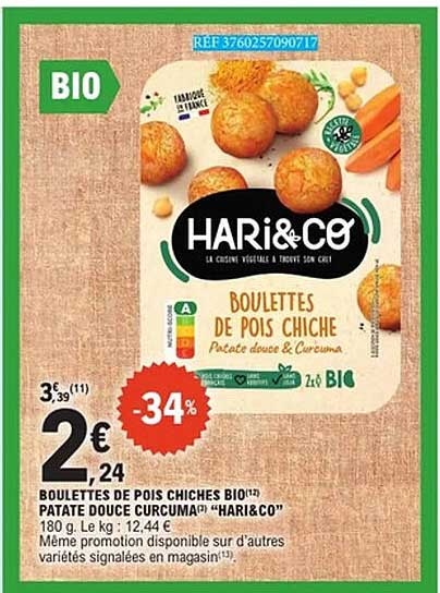HARI&CO BOULETTES DE POIS CHICHE