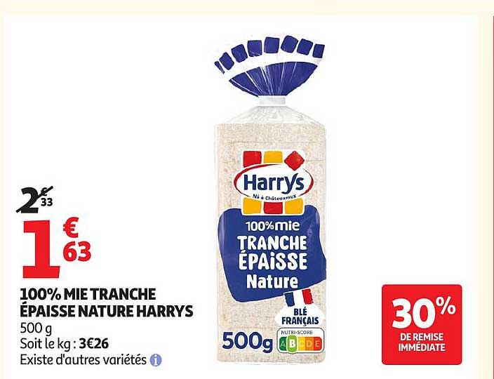 Harrys 100% mie tranche épaisse Nature