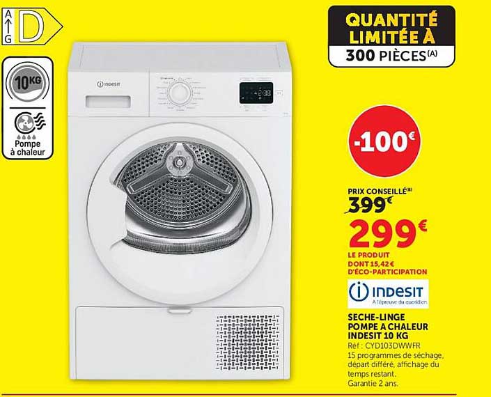 INDESIT SÈCHE-LINGE POMPE A CHALEUR