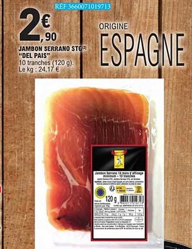 Jambon serrano STG "Del Pais