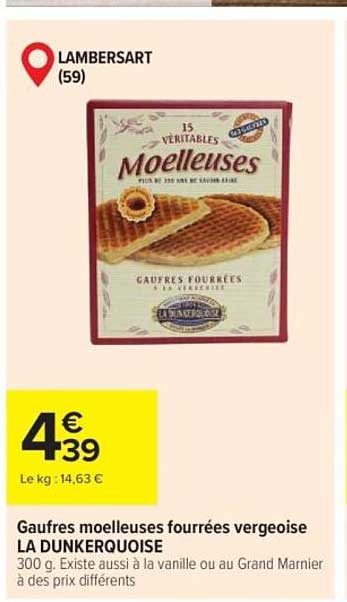 LA DUNKERQUOISE Gaufres moelleuses fourrées vergeoise