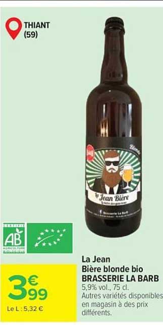 La Jean Bière blonde bio